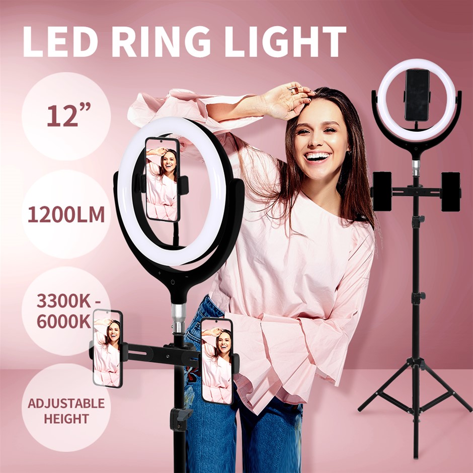 12'' LED Ring Light w/ Tripod Stand Hold