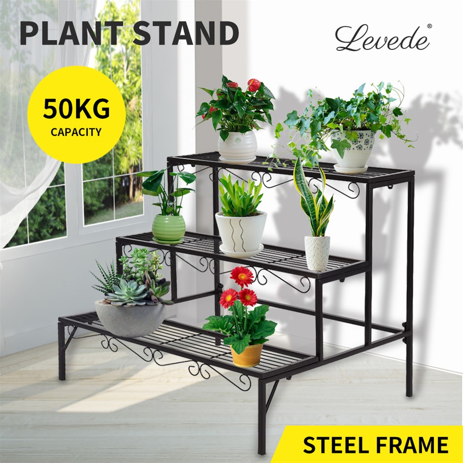 Levede Plant Stand 3 Tier Rectangle Meta