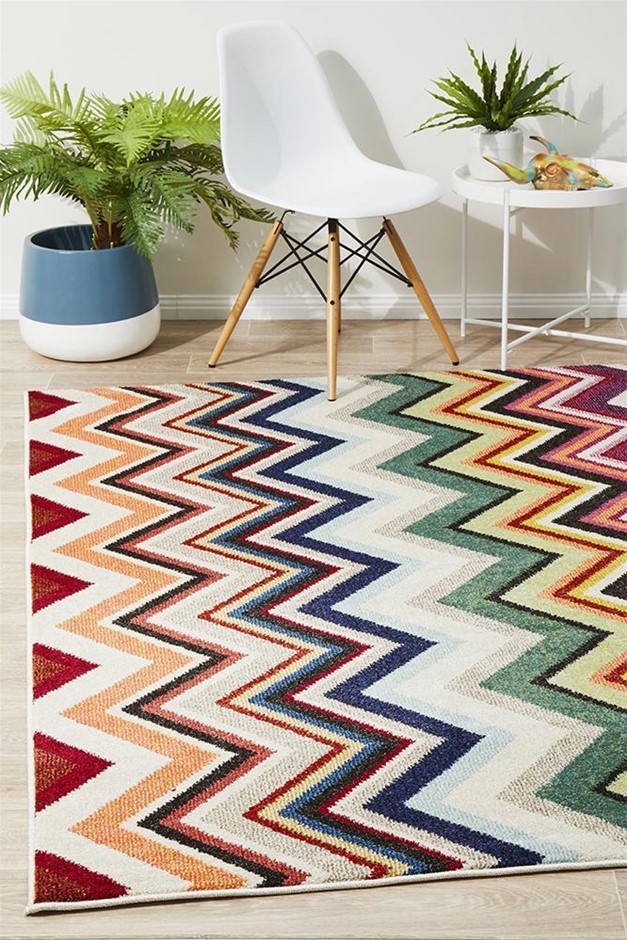 Large Multi Chevron Rug - 290X200cm
