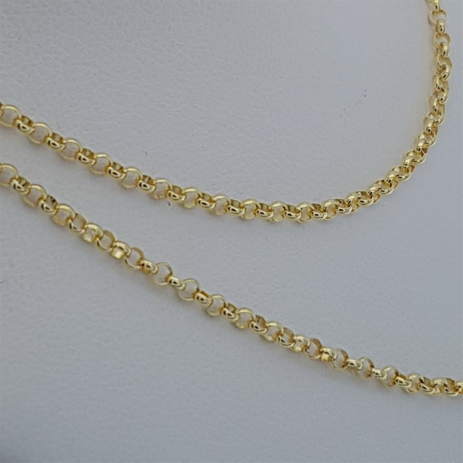 Genuine Italian 9 Karat yellow Gold 45 cm Belcher chain necklace