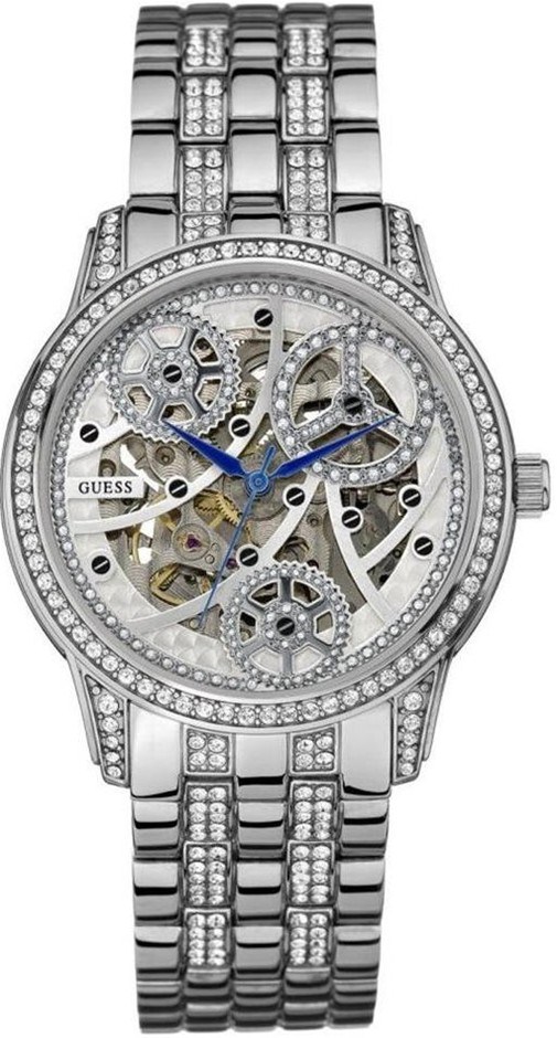 Women\'s Guess Automatic Crystal Accented Stainless Steel Watch U25004L1 Guess GW0300L1 - Quattro Clear Skeleton Watch • Watchard.com main image 3