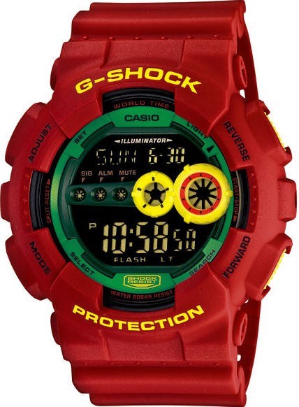 時計 CASIO GSHOCK GD-100RF Buy Red Casio G-Shock Reggae Style Watch GD100RF-4 | Grays