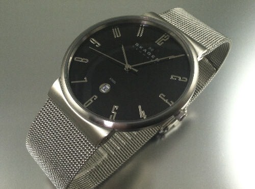Men's Skagen Slimline Mesh Band Watch 35
