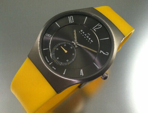 Men's Skagen Titanium Yellow Silicone Ba