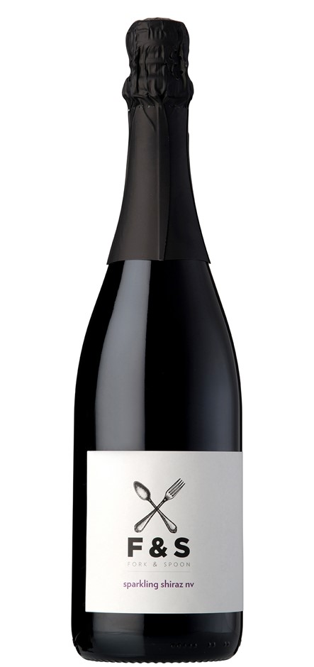 Fork & Spoon Sparkling Shiraz NV (12 x 750mL) SA. Cork closure.