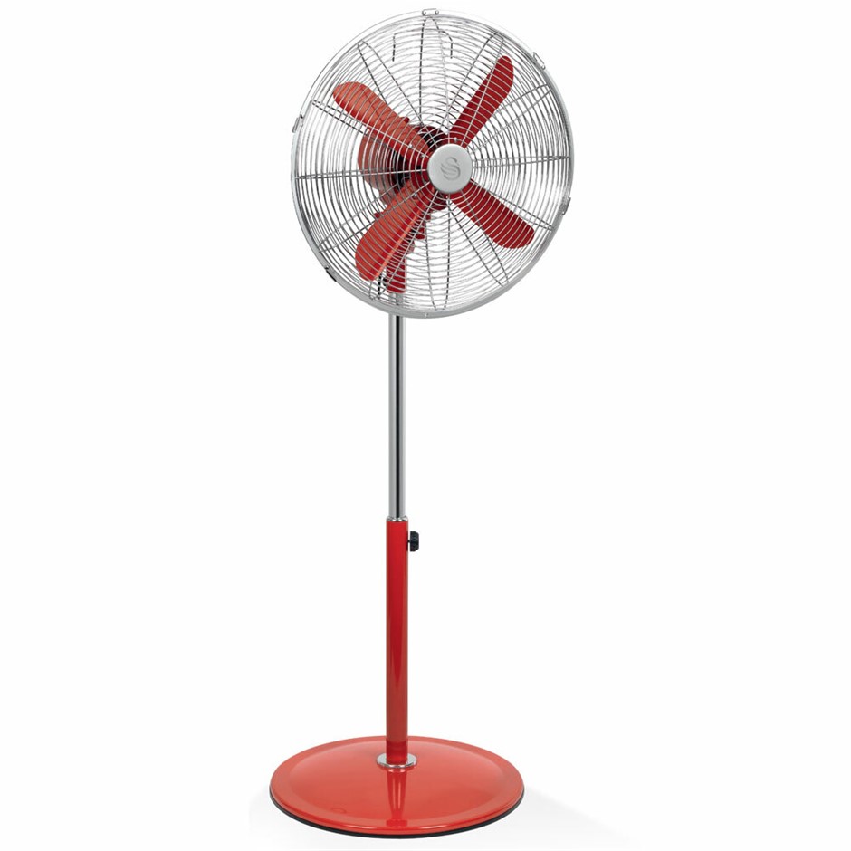 Swan 40cm Retro Pedestal Fan - Red