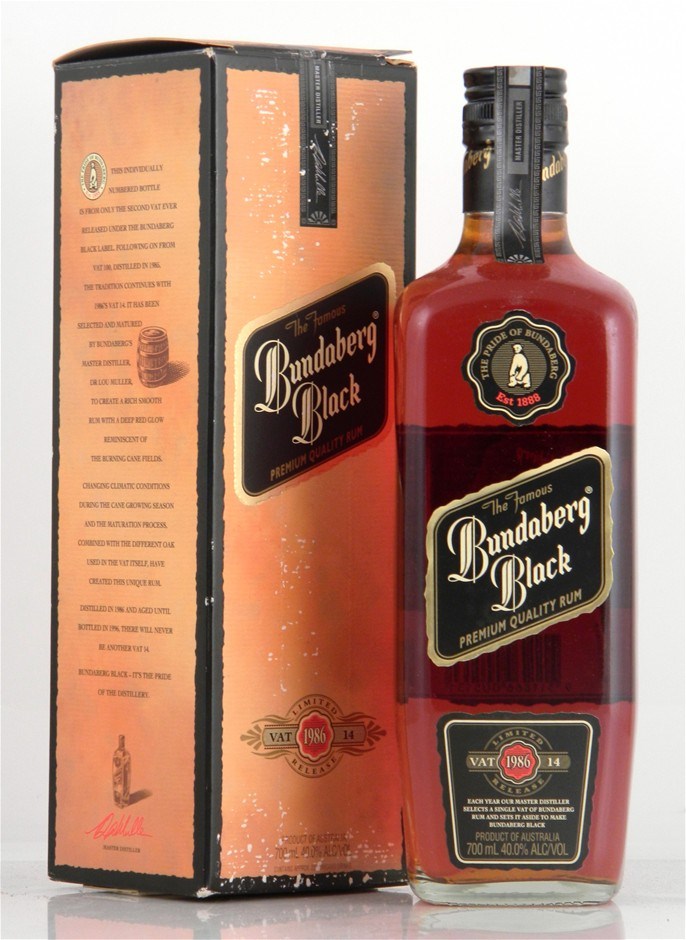 Bundaberg Black 1986 `Vat 14` Rum Bottle No 020922 (1 x 700mL), QLD