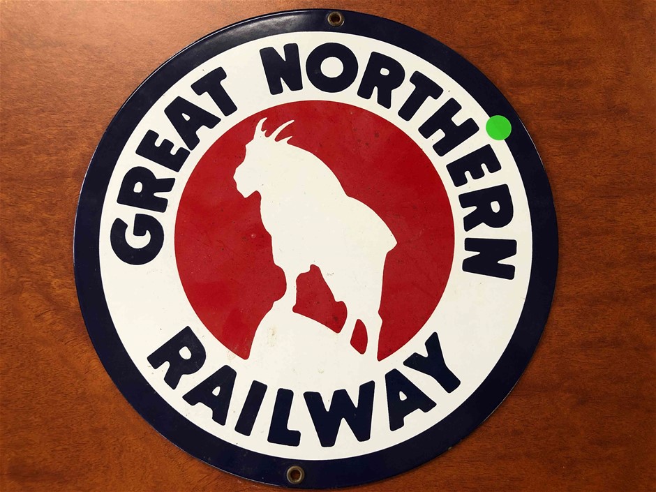 Authentic Great Northern Railway Enamel Sign Auction (0022-7029978 ...