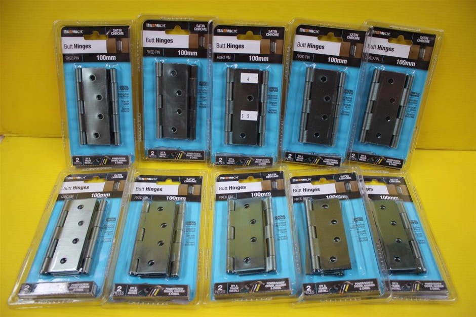 New 10 X Bremick 100Mm Butt Hinge Pack (2 X Hinges In Pack) Satin Chrome,