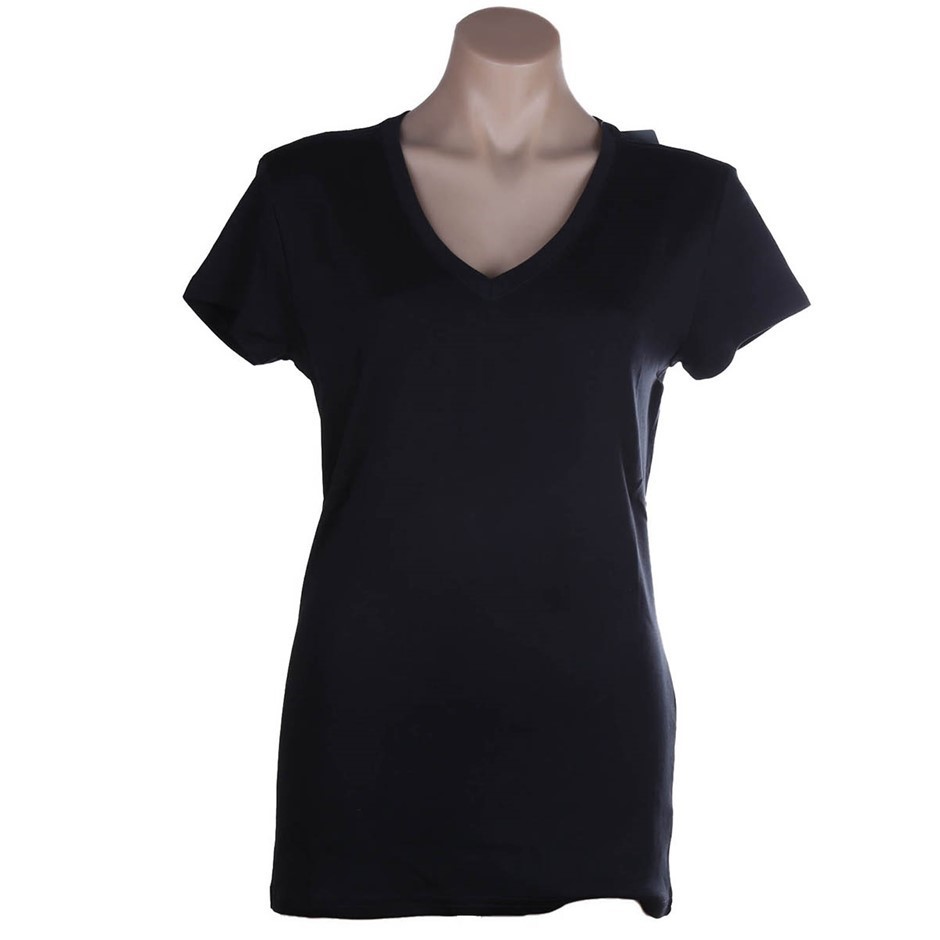 2 x SIGNATURE Women's V-Neck T-Shirts, Size S, 100% Cotton, Black.  Buyers