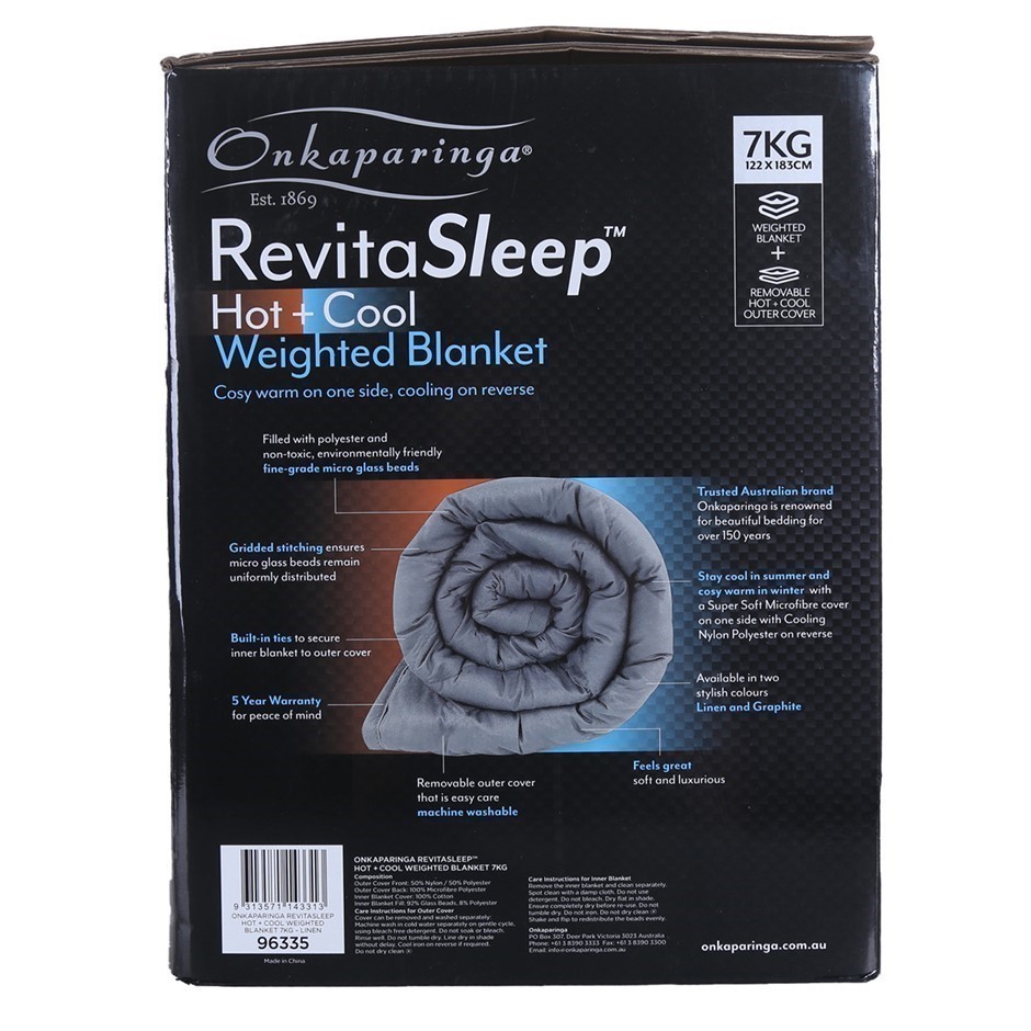 ONKAPARINGA Revita Sleep Hot + Cool Weighted Blanket, 7kg. (SN:CC71104