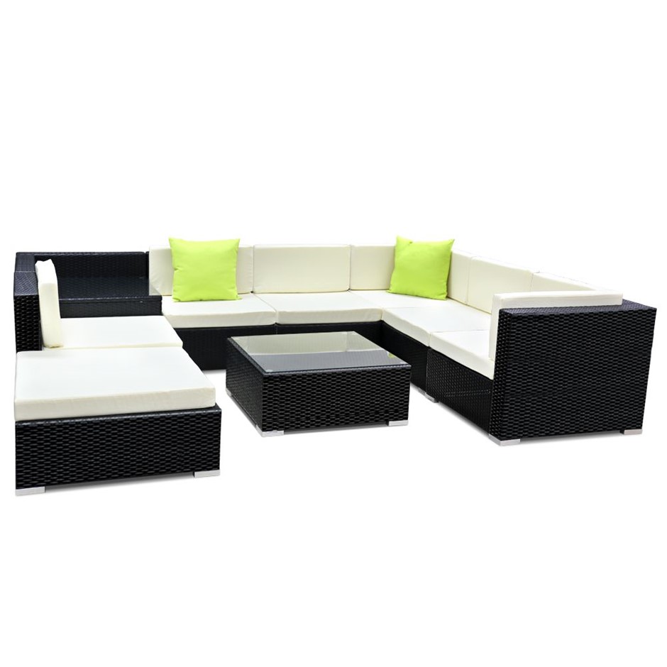 Gardeon 9 Piece Outdoor Furniture Set Wicker Sofa Lounge