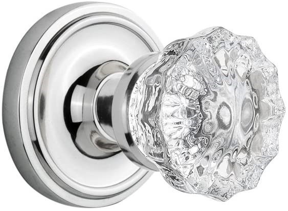 NOSTALGIC WAREHOUSE Classic Glass Door Knob, Passage - 7 cm, Bright Chrome.