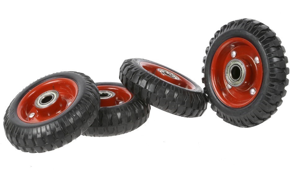 4 x Solid Rubber Wheels 150mm, 18mm Centre. Buyers Note Discount