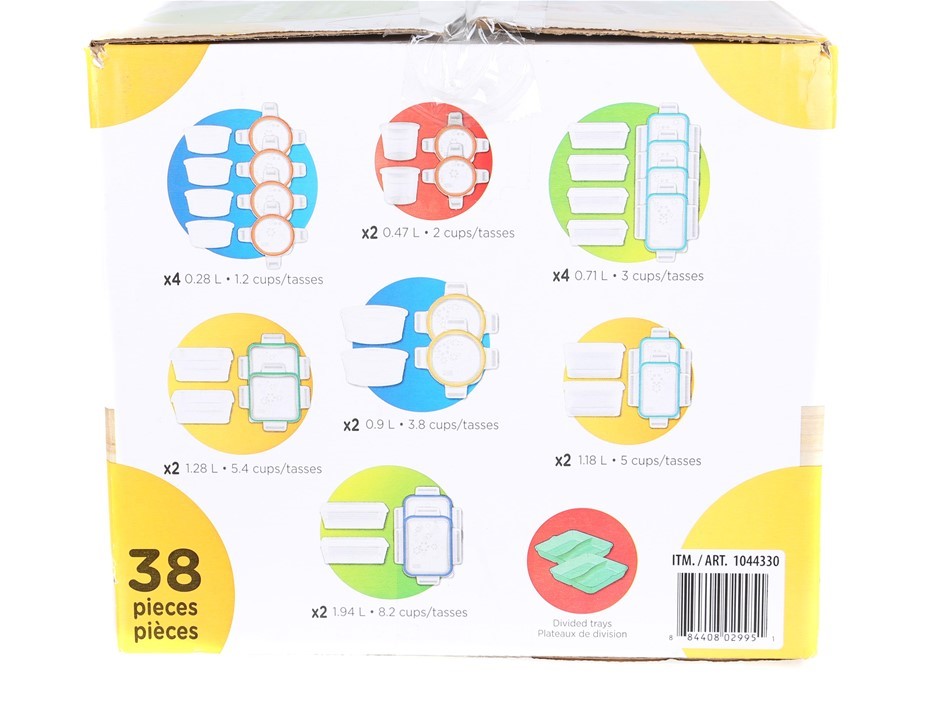 snapware plastic food storage set 38pc