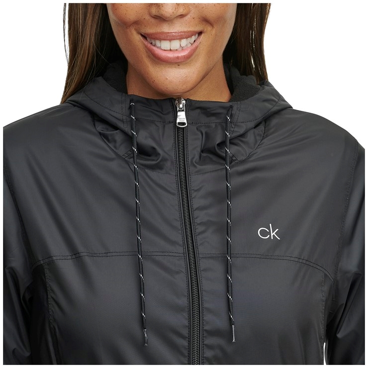 CALVIN KLEIN Women`s Windbreaker Jacket, Size XL, 100% Polyester, Black ...