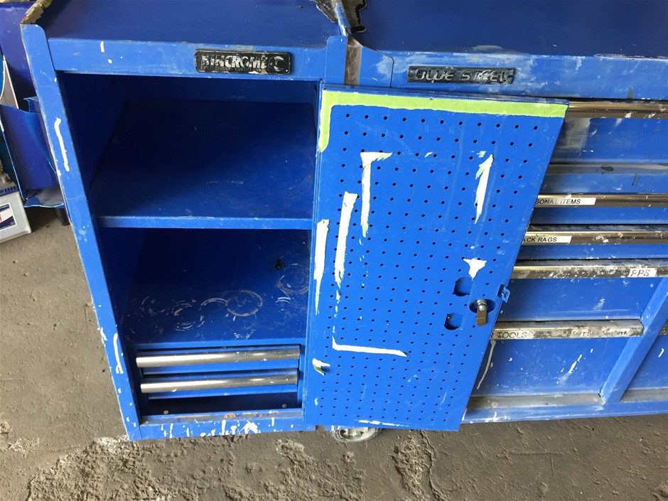 Kincrome tool box, 9 draw + side 1450mm W x 460mm D x 970mm H