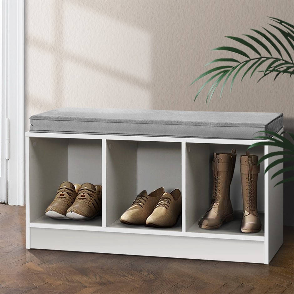 Artiss Shoe Storage Bench 3 Pairs - Whit