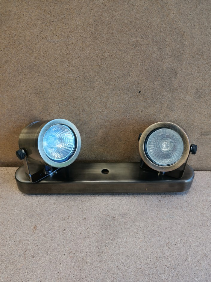 Domus 'Retro' Hollywood Dual Head Lamp Fitting LED compatible Antique Brass