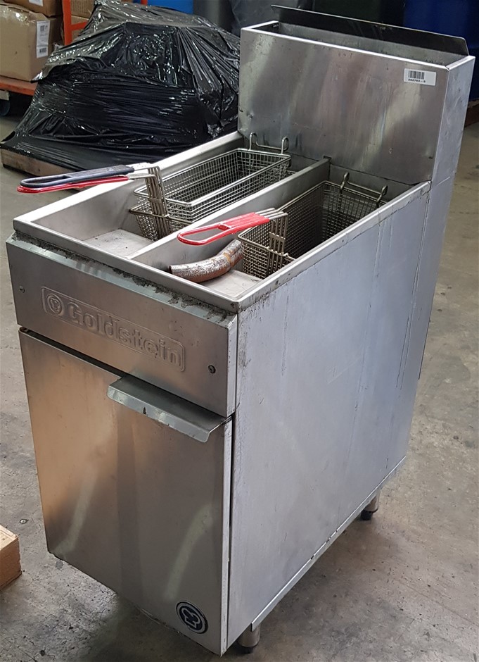 Goldstein TGT18 Freestanding Stainless Steel Split Pan Gas Deep Fryer