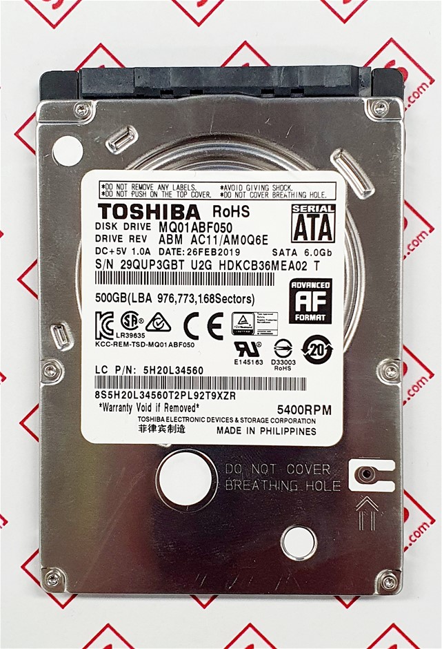 Toshiba 500GB 2.5`` SATA Hard Drive 5400rpm Auction (0091-2187473 