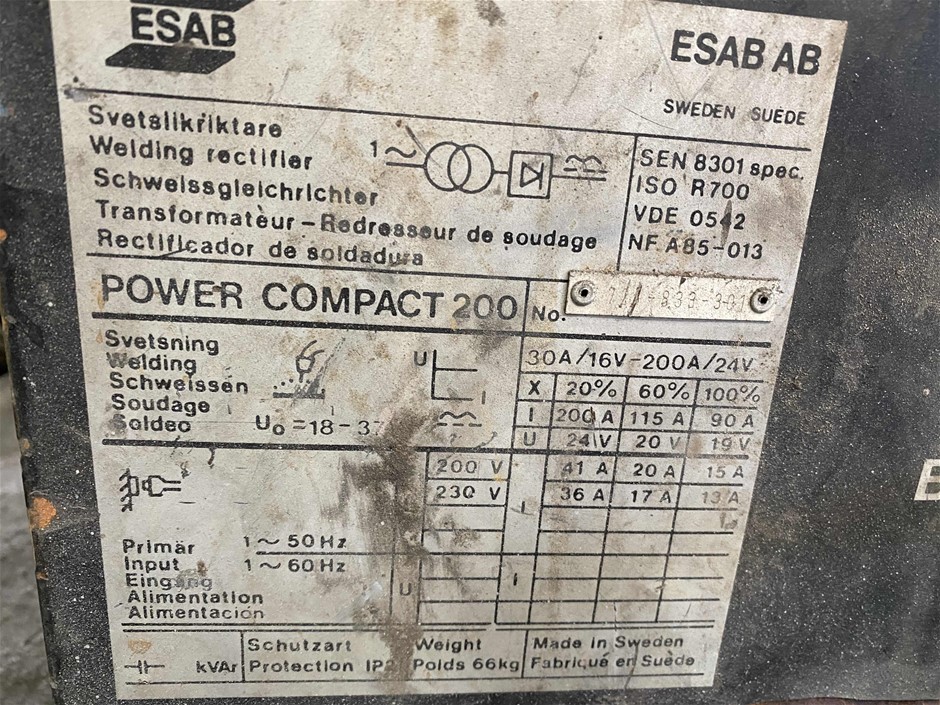 ESAB Power Compact 200 Welder Auction (0028-5045822) | Grays Australia