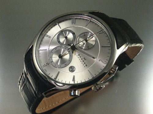 Men's Skagen Leather Band Chronograph Wa