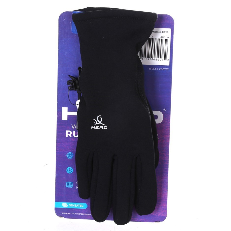 HEAD Women's Sensatec Touchscreen Running Gloves, Size L, Black, #2001112