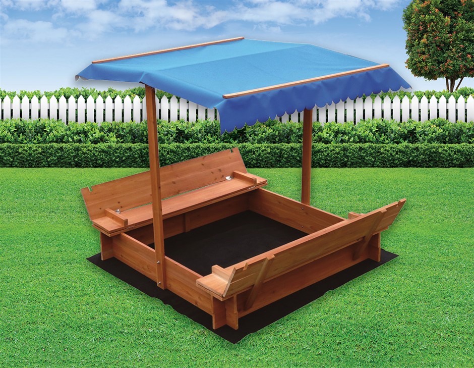 Kids Wooden Toy Sandpit with Canopy