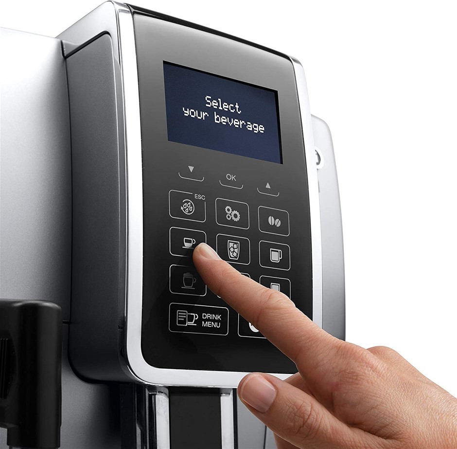 DE' LONGHI Dinamica Fully Automatic Coffee Machine, Silver Black