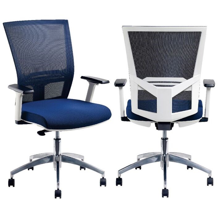 Radar II Ergonomic Heavy Duty Chair White and Navy Auction (0047 ...