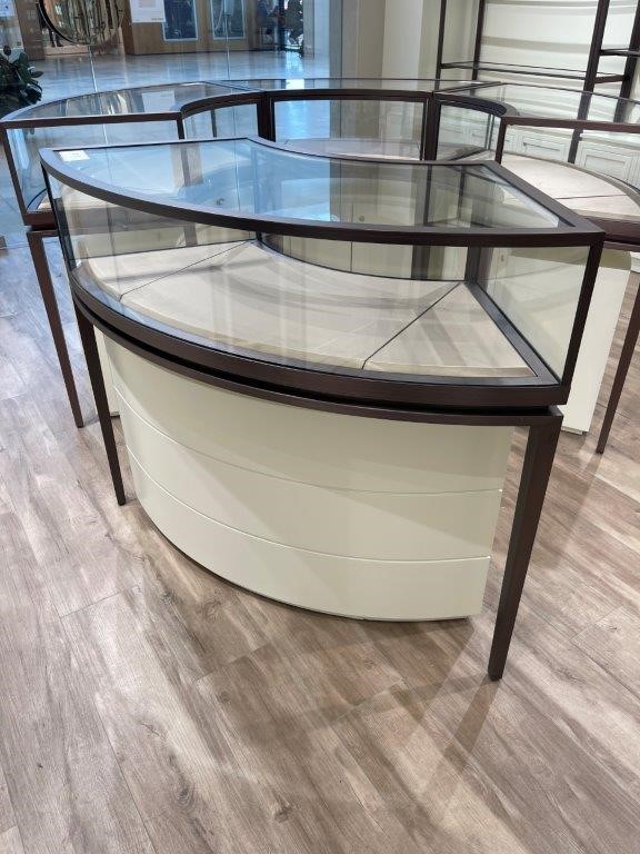 Curved Glass Display Unit with LED Lights and Lockable Auction
