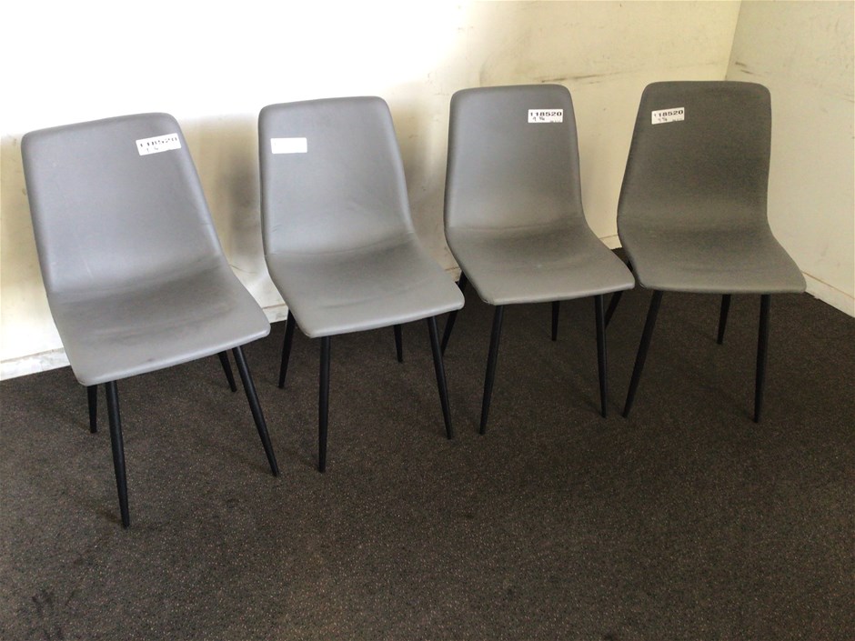 4 x Dining Chairs (Pu leather, Grey)