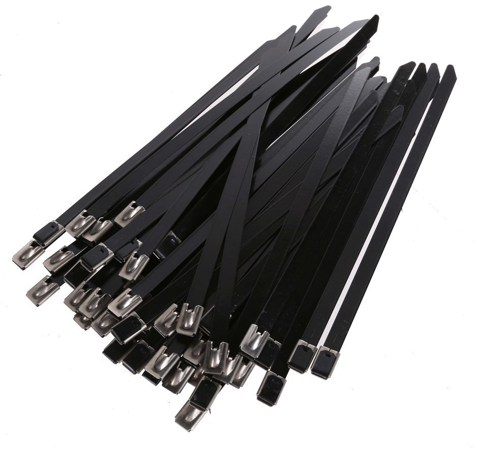 Pack of 50pc x Coated Stainless Steel Cable Ties, 7.9 x 150mm, Grade 304. B