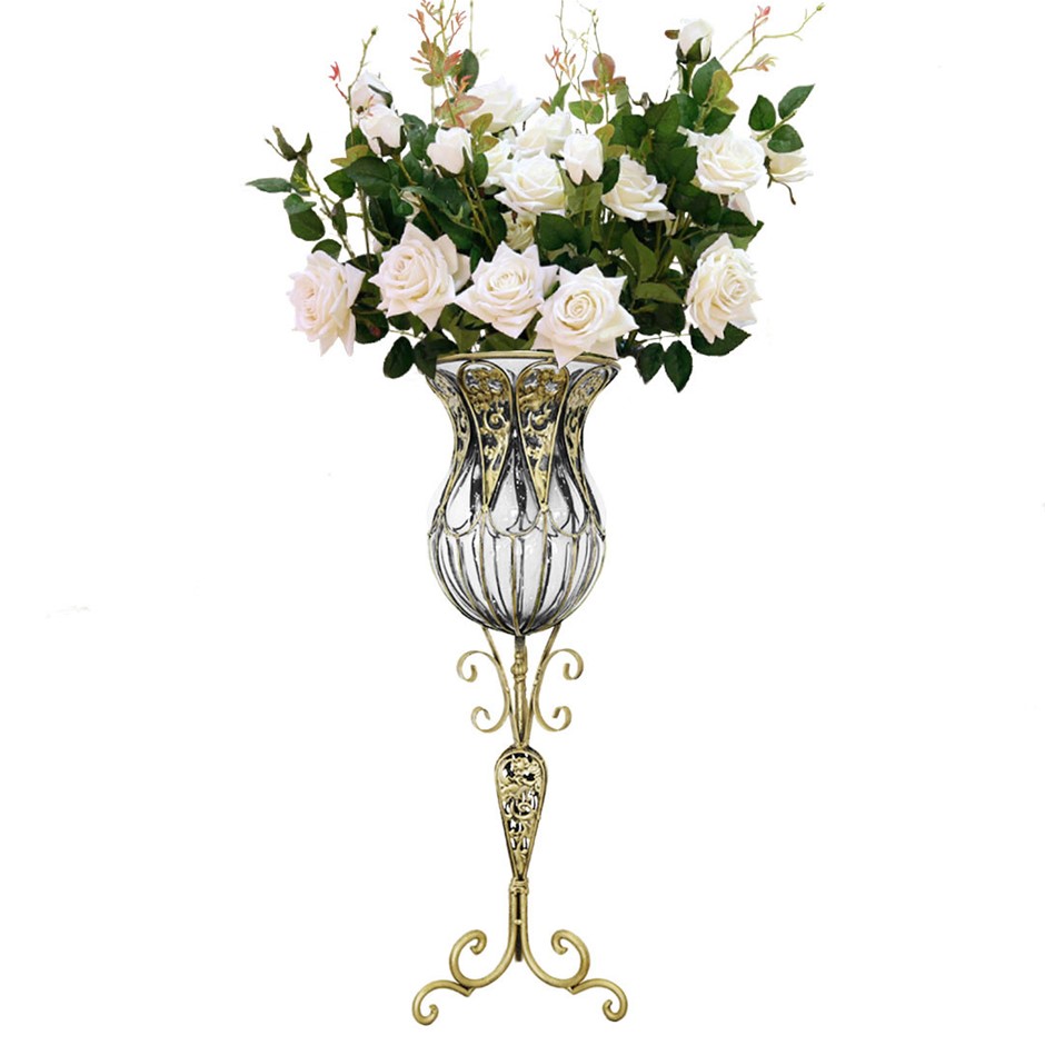 SOGA 85cm Clear Glass Floor Vase & 12pcs