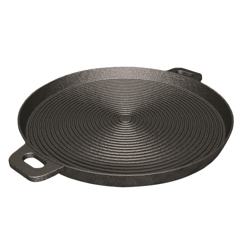 SOGA 40cm Round Ribbed Cast Iron Frying 