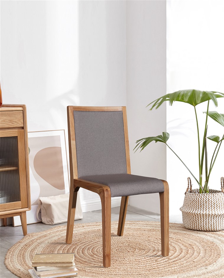 2x Wooden Frame Leatherette In Gray Fabr