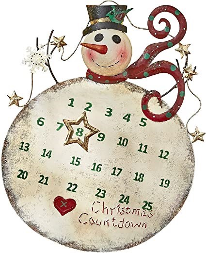 DESIGN TOSCANO Christmas Countdown Snowman Advent Calendar Metal Holiday Wa