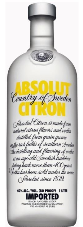 Absolut Citron Vodka (6 x 700mL)