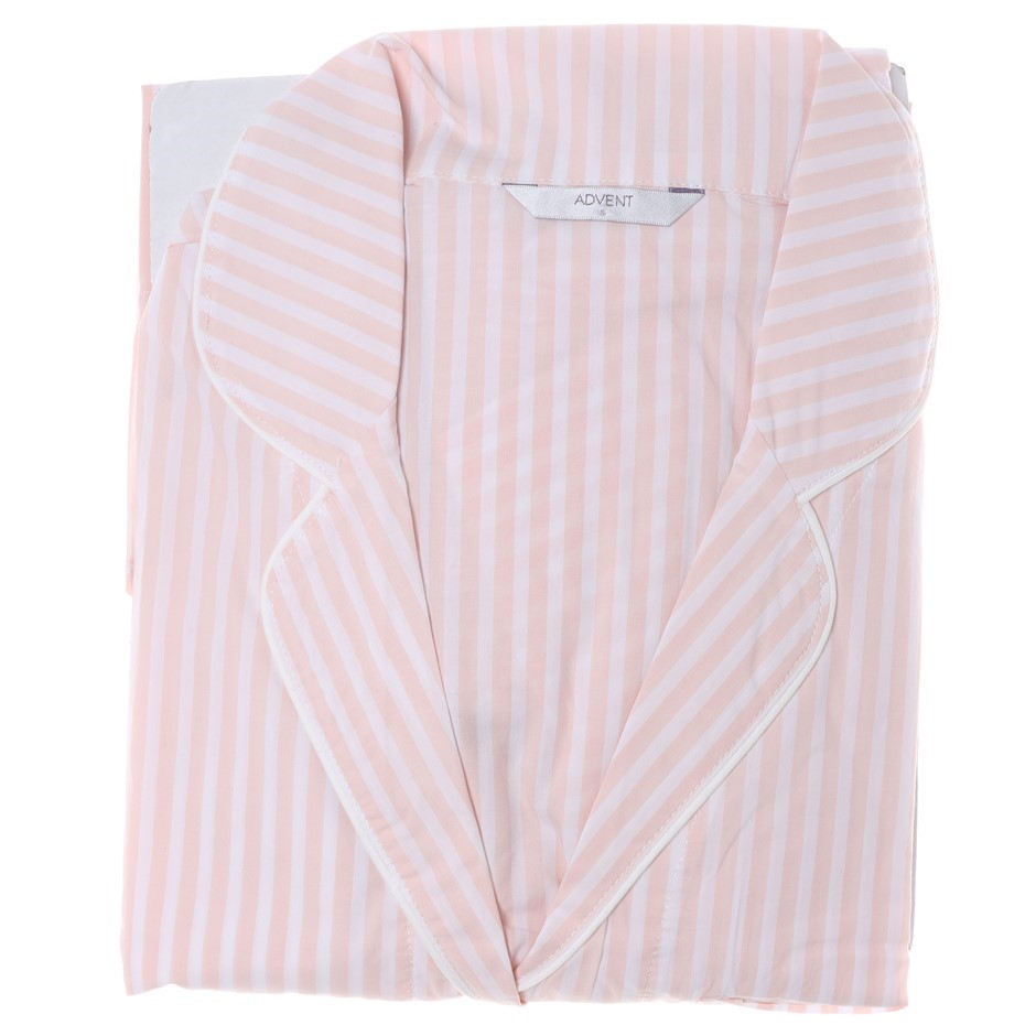 2PCS x ADVENT Women's Piped PJ Set, Size L, Cotton, Pink Stripe. Buyers No