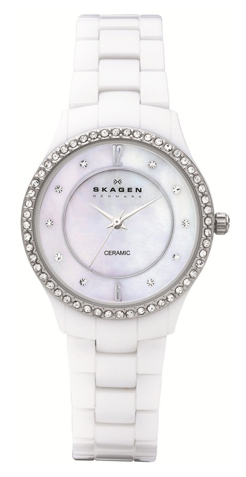 Skagen Ceramic Ladies Swarovski Crystal 