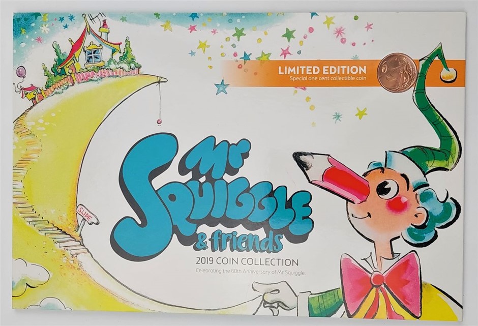 2019 Mr Squiggle & Friends UNC 7 UNC Coins Set Folder includes Special ...