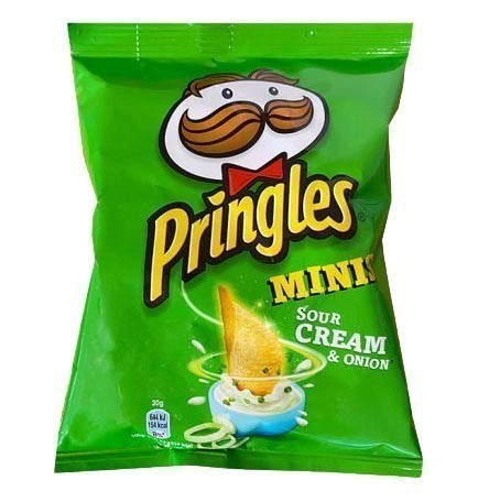 60 x PRINGLES Minis Sour Cream & Onion Single Serve Packets, 19g.