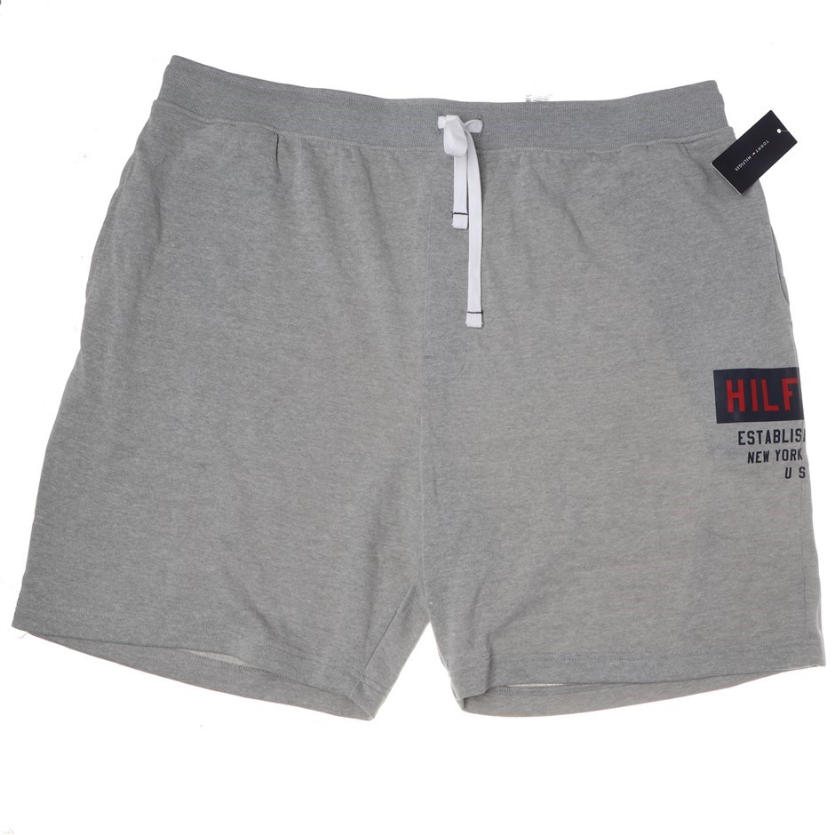 TOMMY HILFIGER Men's Logo Short. Size XL, Cotton/ Polyester, Grey Heather.