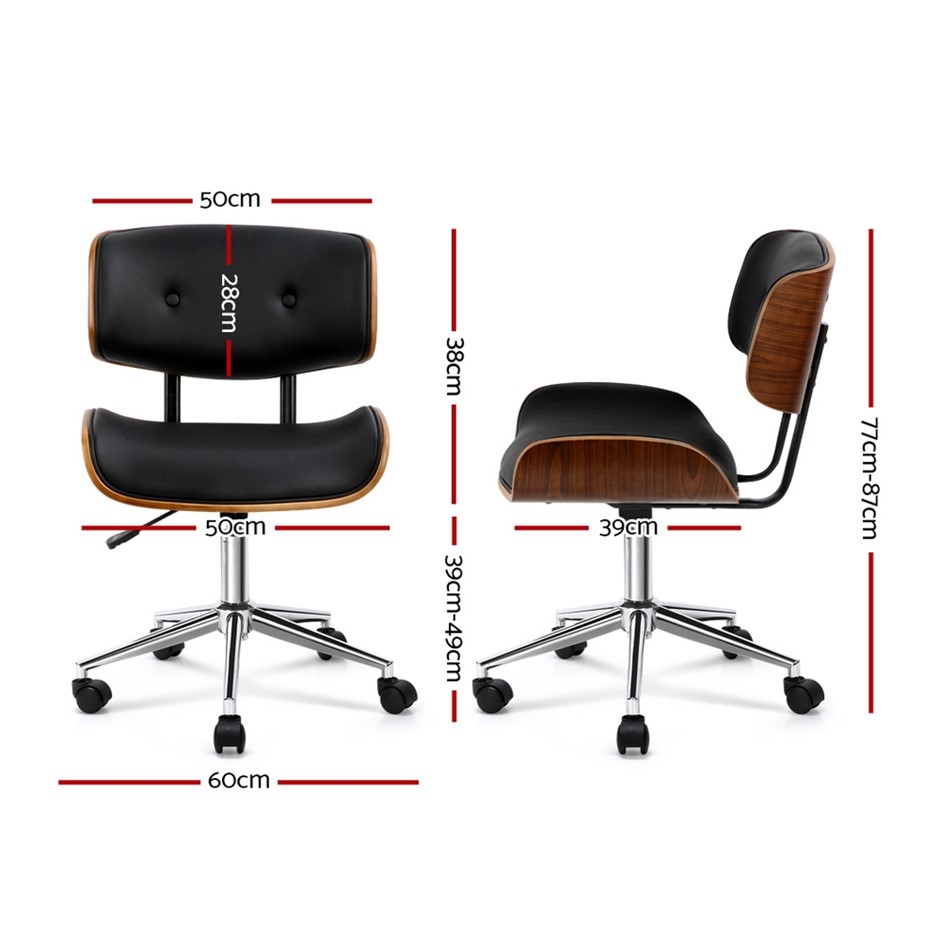 Buy Wooden & PU Leather Office Desk Chair Black Grays Australia