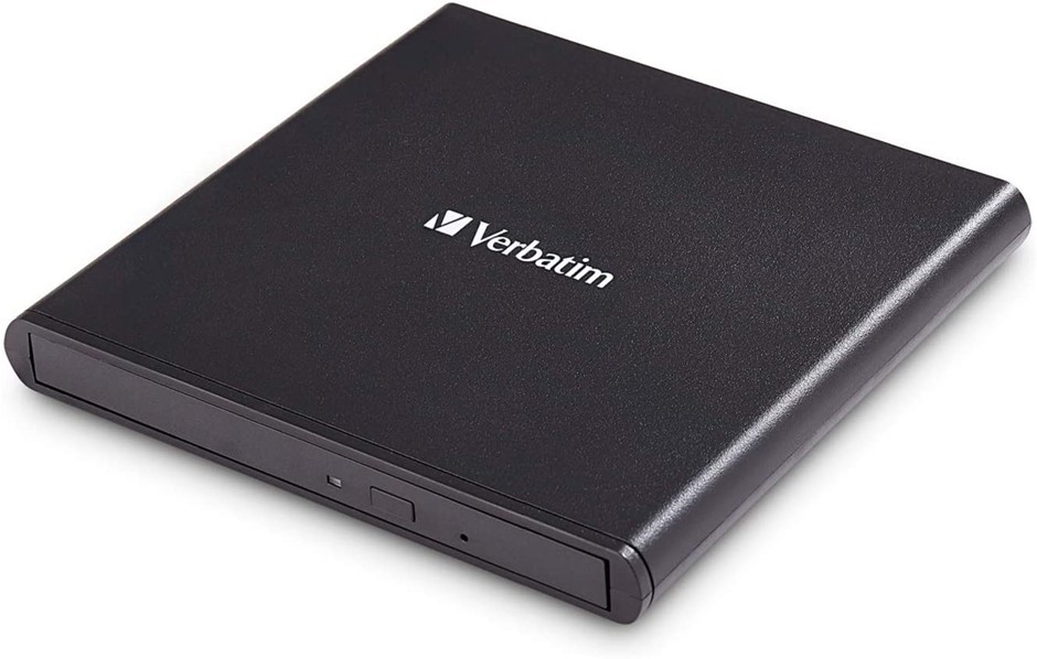 VERBATIM External Slimline Mobile CD/DVD Writer, Black.  Buyers Note - Disc