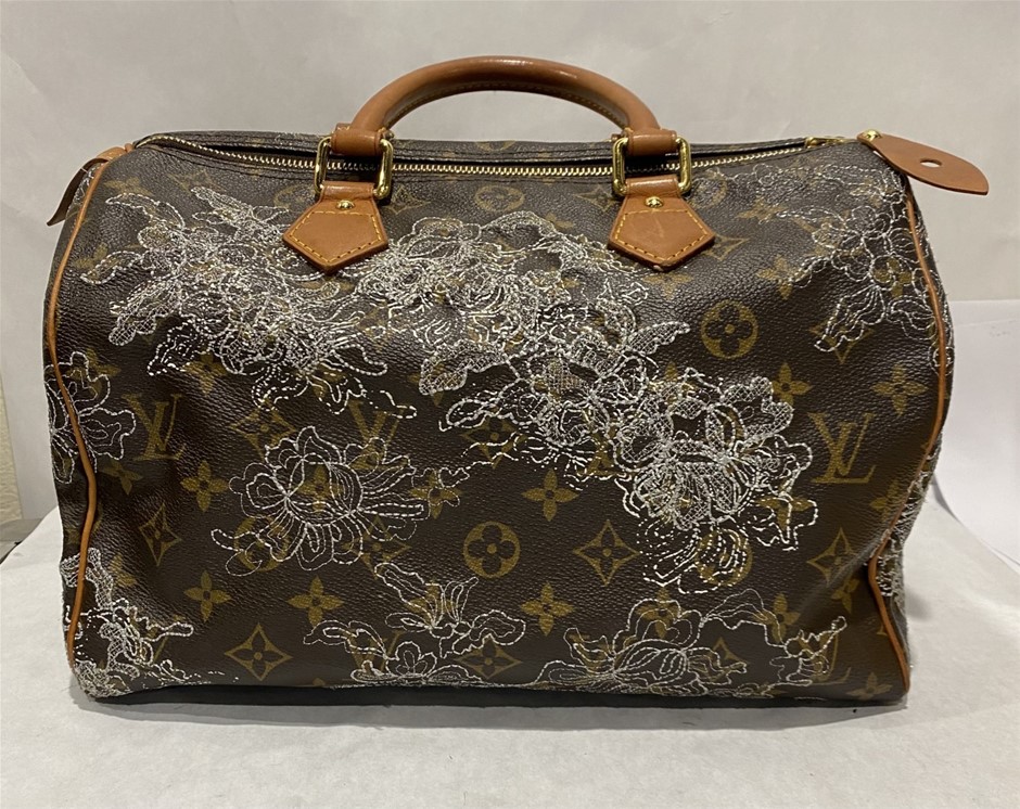 Louis Vuitton Limited Edition Monogram Dentell Speedy 30 Satchel Tote  Handbag