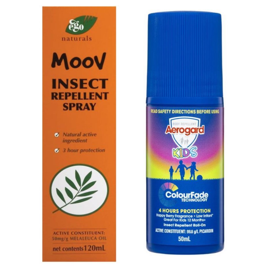Assorted Insect Repellents Including MOOV Spray 120mL and Aerogard Kids