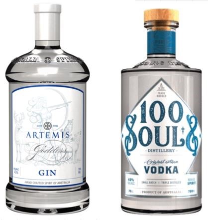 Artemis Goddess Gin, & 100 Souls Artisan Vodka (2 x 700mL)