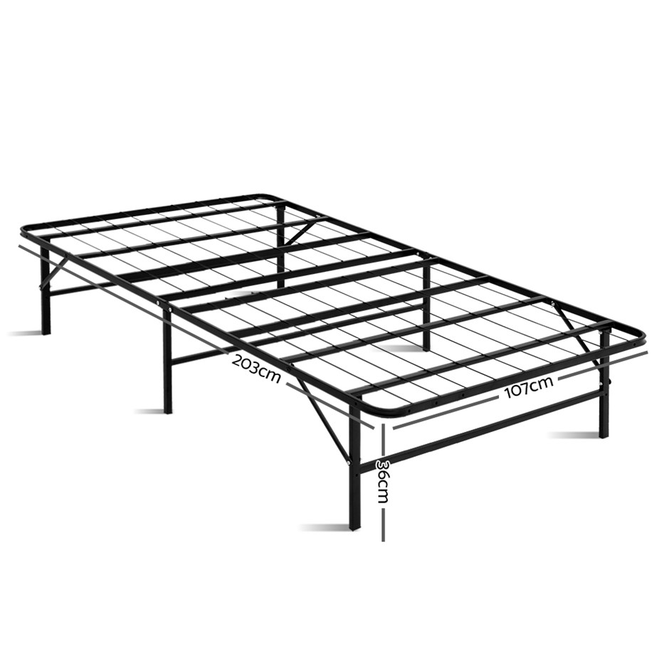 Buy Artiss Folding Bed Frame Metal Bed Base King Single Size Portable